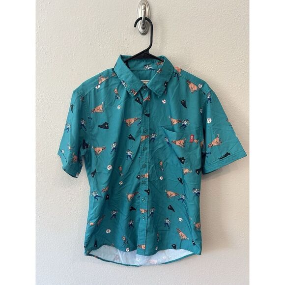 The Roosevelts RSVLTS x Sandlot Button Up Shirt Small Men Green Benny Beast Dog - Picture 1 of 8